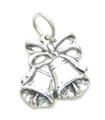 Charme 2D en argent sterling de cloches .925 x 1 charmes de cloche de mariage