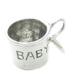 Baby Cup charm i sterling silver .925 x 1 Babies Sipper koppar berlocker