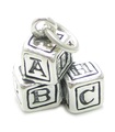 ABC Alfabet blockerar charm i sterling silver .925 x 1 inlärningsberlocker