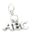 Apple With A B C sterling silver charm .925 x 1 Learning Education charms