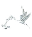 Cigogne avec un bébé mobile breloque en argent sterling .925 x 1 Storks Babies