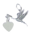 Stork med graverbar hjärta i sterling silver charm .925 x1 Storks Babies