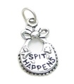 Spit Happens Bib sterling silver charm .925 x 1 Baby Bibs charms