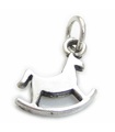 Charm plano de plata de ley con caballo mecedor .925 x 1 Charms de juguetes para niños