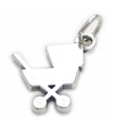 Ciondolo piatto in argento sterling con profilo carrozzina .925 x 1 ciondoli bambino carrozzina