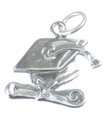 Mortarboard Certificate Scroll Graduation sterling silver charm .925 x 1