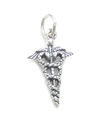 Medical Symbol Serpents sterling silver charm .925 x 1 Medic charms