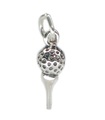 Ciondolo in argento sterling con pallina da golf su tee .925 x 1 Ciondoli da golf