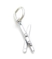 Crossed Skis TINY Sterling Silber Charm .925 x 1 Ski Skier Charms