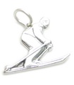 Skier Skiing 2D sterling silver charm .925 x 1 Ski charms