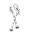 Ski Poles Walking sterling silver charm .925 x 1 Skiing and Walkers charms