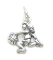 Female Basketball player 2D sterling silver charm .925 x1 Basket Ball charms