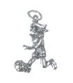 Female Soccer Football Player sterling silver charm .925 x 1 Foot Ball