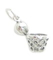 Basketball and Hoop sterling silver sports charm .925 x 1 Basket Ball