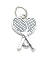 Raquettes de tennis et balle breloque en argent sterling .925 x 1 breloques de raquette