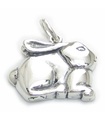 Rabbit large 2D sterling silver charm .925 x 1 Rabbits charms