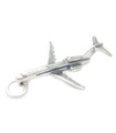 Jet Plane sterling silver charm .925 x1 Aircraft Airplane Flygplan charm