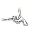 Breloque en argent sterling 2D pistolet revolver à main .925 x 1 breloques armes à feu