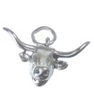 Charm de plata de ley Longhorn Head .925 x 1 Charms de cabezas de cuerno largo