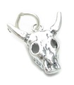 Breloque en argent sterling tête de mort de vache .925 x 1 Breloques de têtes de mort de vache