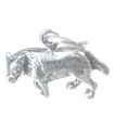 Charm de plata esterlina Lobo gris .925 x 1 Charms Lobos grises