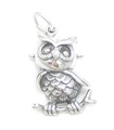 Pendentif à breloques en argent sterling grand hibou 2D .925 x 1 Pendentifs à breloques hiboux