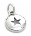 Star sterling silver charm .925 x 1 Domed disc with cut out star