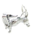 Teckel chien breloque en argent sterling .925 x 1 Daxund saucisse chiens breloques