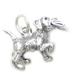 Puppy Dog with newspaper in mouth sterling silver charm .925 x 1 Dogs