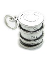 Oil Barrel sterling silver charm .925 x 1 Barrels Fuel Crude Gas charms