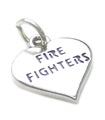 Fire Fighters Herz Sterling Silber Charm .925 x1 Feuerwehrmann Firelady Charms