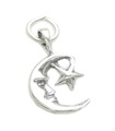 Breloque homme en lune et étoile en argent sterling .925 x 1 Breloques lunes