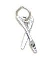 Knife and Fork TINY sterling silver charm .925 x 1 Eating Cutlery charms