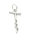 Ciondolo in argento sterling cavatappi .925 x 1 Ciondoli in sughero con tappo a vite