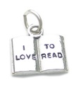 I Love to Read charm in argento sterling .925 x 1 Reading Books Book charms