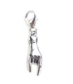 Italian Good Luck Hand Sign on lobster clip sterling silver charm