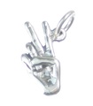 Peace Victory charm i sterling silver .925 x 1 Fingers Hands Salut charm