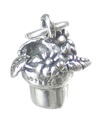 Kruka Växt Blomma charm i sterling silver .925 x 1 Växter Blommor charm