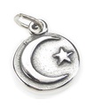 Moon with a Star sterling silver charm .925 x 1 Moons and Stars charm