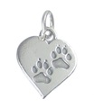 Breloque en argent sterling coeur empreinte de patte .925 x1 empreintes de pattes charme coeur d'animaux