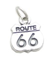 Route 66 panneau de signalisation en argent sterling breloque .925 x 1 USA America Road Trips