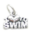 I Love to Swim sterling zilveren bedel .925 x 1 Zwemmende zwemmer bedels