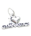 I Love Gymnastics charm i sterling silver .925 x 1 Idrottare Gymnast charm