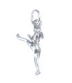 Female Kick Boxer sterling silver charm .925 x 1 Lady Kickboxer charms