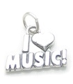 I Love Music charm i sterling silver .925 x 1 Musiker Dansberlocker