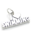 Charm de plata esterlina I Love Swimming .925 x 1 Charms Swimmer Swimmers