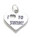 Amuleto de plata esterlina I Love to Swim .925 x 1 Amuletos de natación para nadador