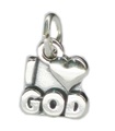 Amuleto de plata esterlina de I Love God .925 x 1 encantos sagrados