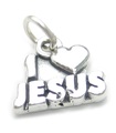 Dije de plata esterlina de I Love Jesus .925 x 1 Dijes de Cristo cariñoso y cariñoso