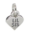 LIL SIS Herzanhänger aus Sterlingsilber. Liebe kleine Schwester Familie Charms